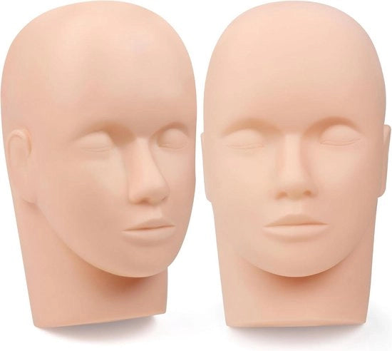 Manichino di allenamento per la formazione delle false ciglia (2 pezzi) - Modello di silicone piatto per il viso per estensioni cigliartuali - Massage e cosmetica