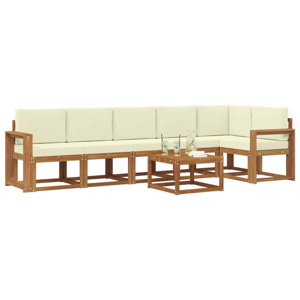 Set di divani da esterno con cuscino 7 pcs Naturale e Crema
