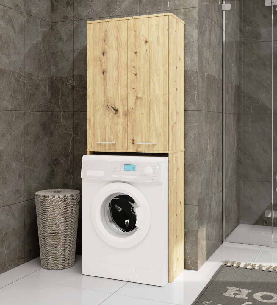 Colonna da bagno AKORD FIN per incasso di una lavatrice Quercia Artisan 64 cm 2 ante 64x30x180 cm