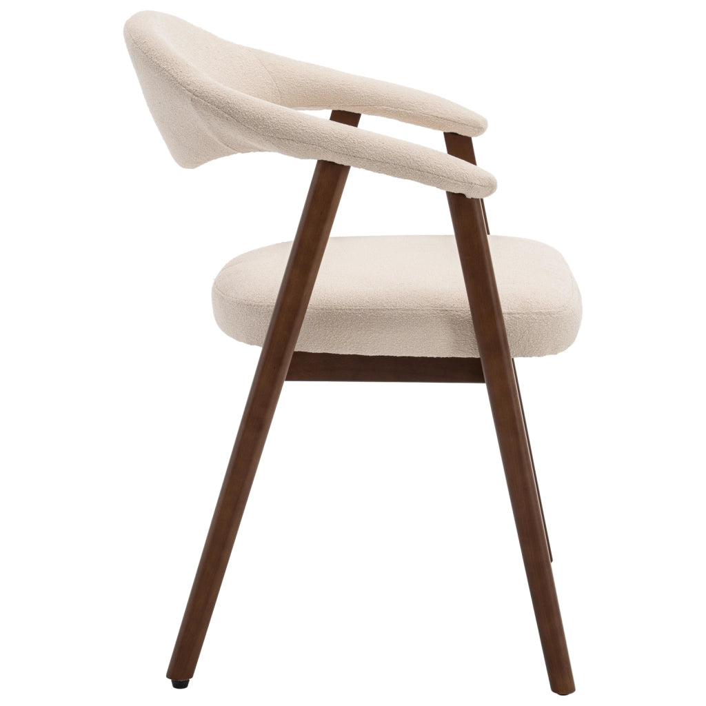 Set di 2 sedie in legno scuro e tessuto bouclé beige BARBARA