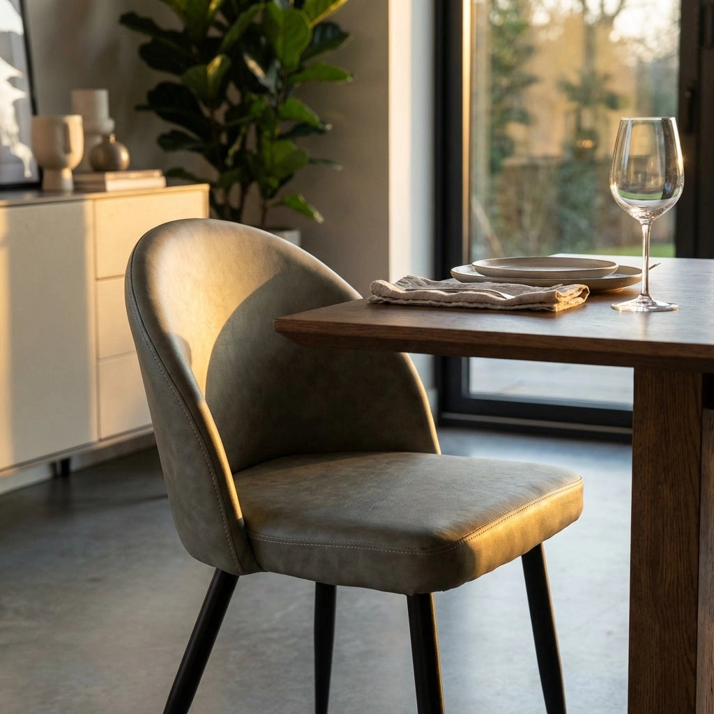 Poltrona per Sala da Pranzo in Ecopelle Metallo cm 44x47x78 - POO