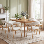 SEDIE da pranzo C-forma Set da 6 60,5x57x79,5 cm Bouclé Naturale