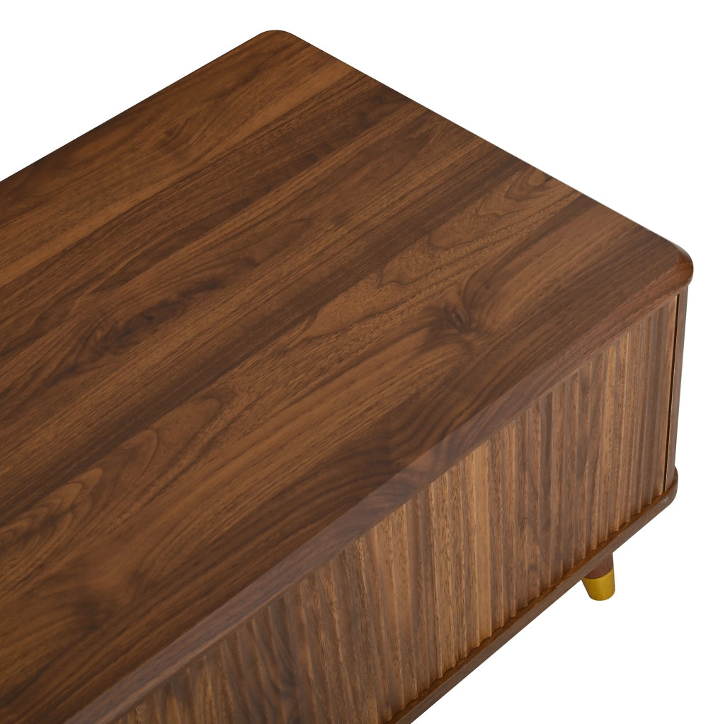 Tavolino da caffè moderno retrò con piano sollevabile 97x52x56;5 cm in MDF; noce