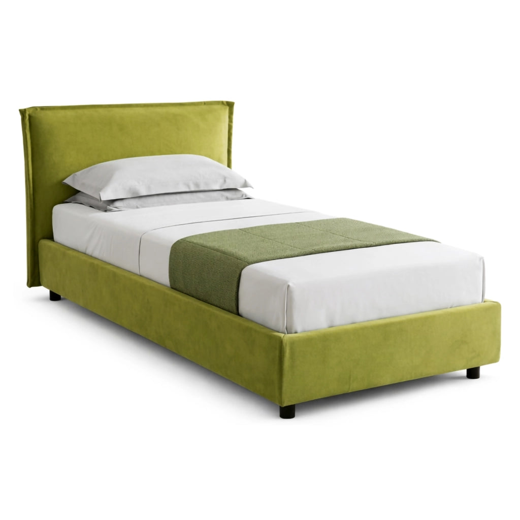 Brusson, Letto Singolo Sfoderabile Made in Italy, Verde