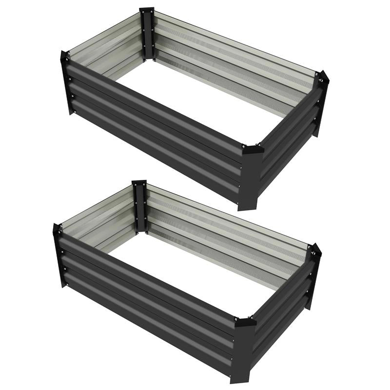 SET DI 2 LETTI PER ORTO RIALZATO CON FONDO APERTO IN ACCIAIO GALVANIZZATO 100X60X30 CM GRIGIO