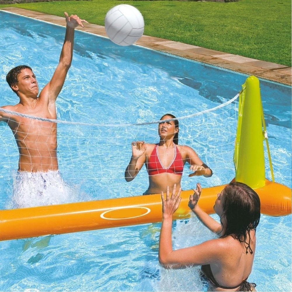 Trade Shop - Gioco Volleyball Pallavolo Rete Gonfiabile E Pallone Da Piscina 239 X 64 X 91 Cm -