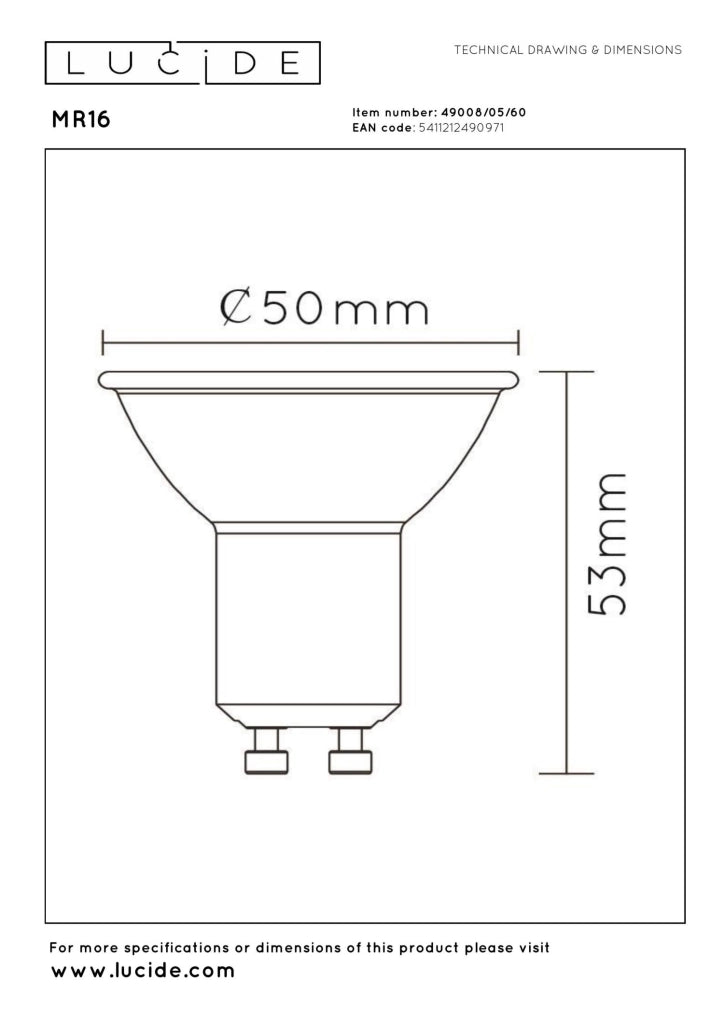 Lampadina LED GU10 5W 350 lm luce calda Lucide