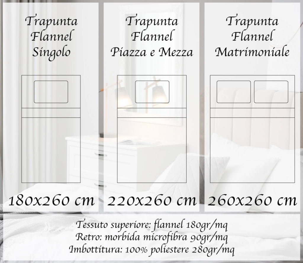 Trapunta Piumino Invernale In Tessuto Flanellato Caldo Piumone In Morbida Flanella Effetto Velluto Tinta Unita Inverno Flannel 550 Gr-Mq - Salmone - Matrimoniale