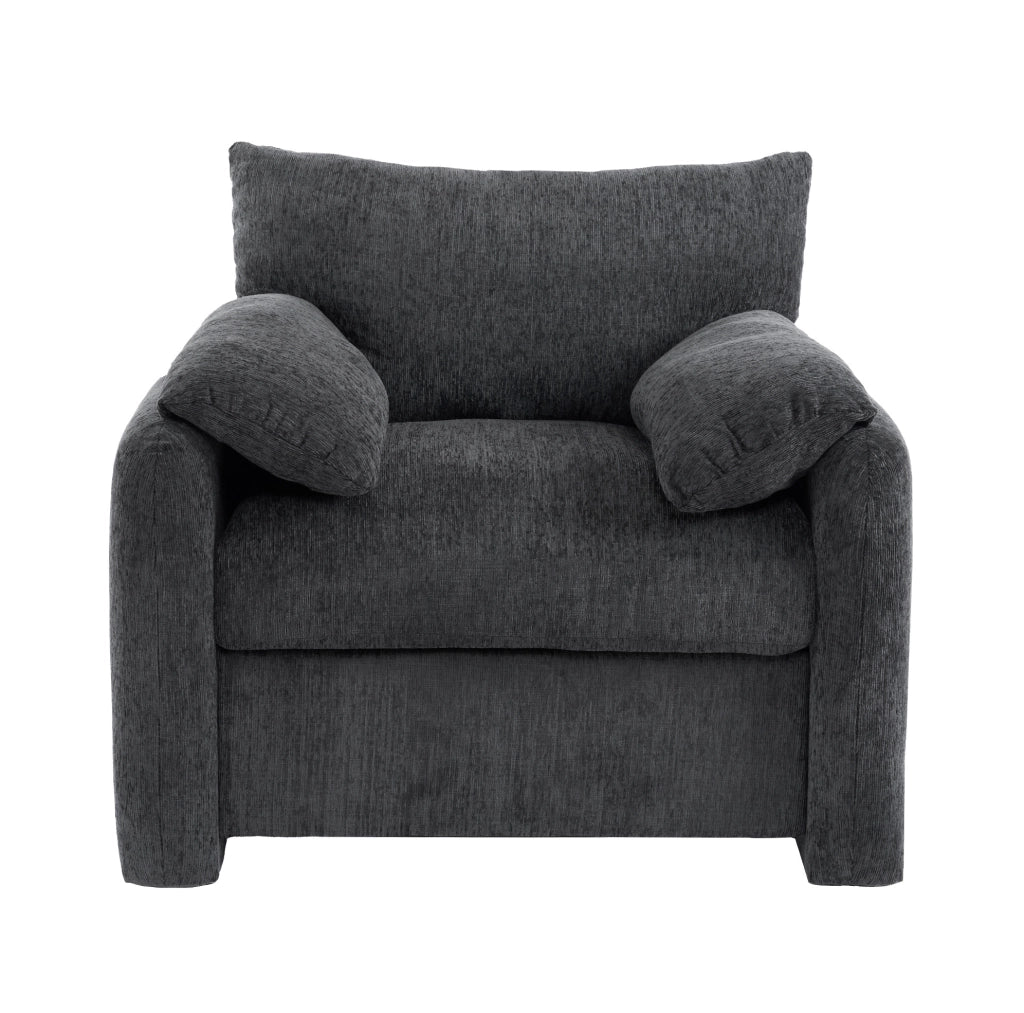 Poltrona 96x82x84 cm grigio in ciniglia, 1 posto, con braccioli,