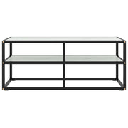 Mobile TV Nero con Vetro Bianco Marmo 100x40x40 cm 322857
