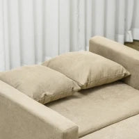 Poltrona Letto in Tessuto Effetto Velluto Marrone Chiaro con 2 Cuscini e Spazio Portaoggetti, 100x98x88 cm