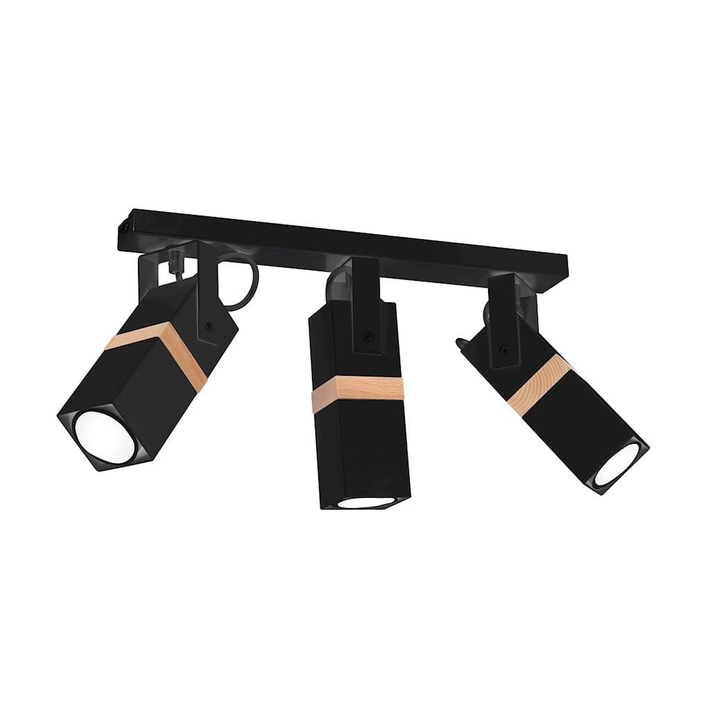 Plafoniera Milagro Vidar 3 luci GU10 35W nero legno