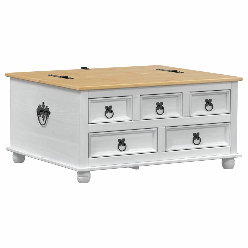 storage box con cassetto Bianco 90 x 78 x 45 cm Pino massello CFW6540534