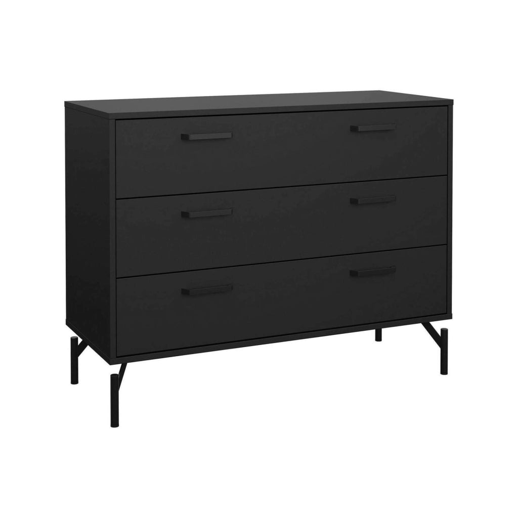 Cassettiera Theodule, Settimino multiuso, Comò camera da letto, Mobile con cassetti, 99x40 h77 cm, Nero