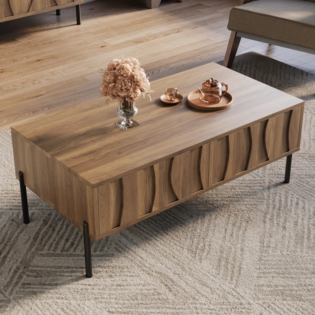 TAVOLINO da salotto 105x55x41 cm Naturale in MDF e pannello truciolare