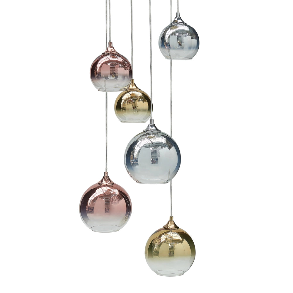 Plafoniera in vetro multicolore con 6 luci paralumi 149 cm soggiorno camera da letto stile moderno