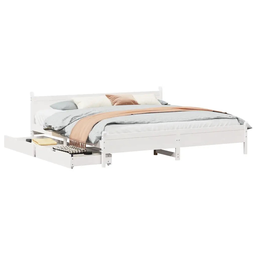 vidaXL Letto senza Materasso Bianco 180x200 cm Legno Massello di Pino
