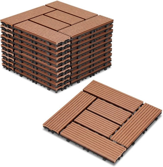Set di piastrelle WPC da 44 piastrelle 30x30cm in sistema a click