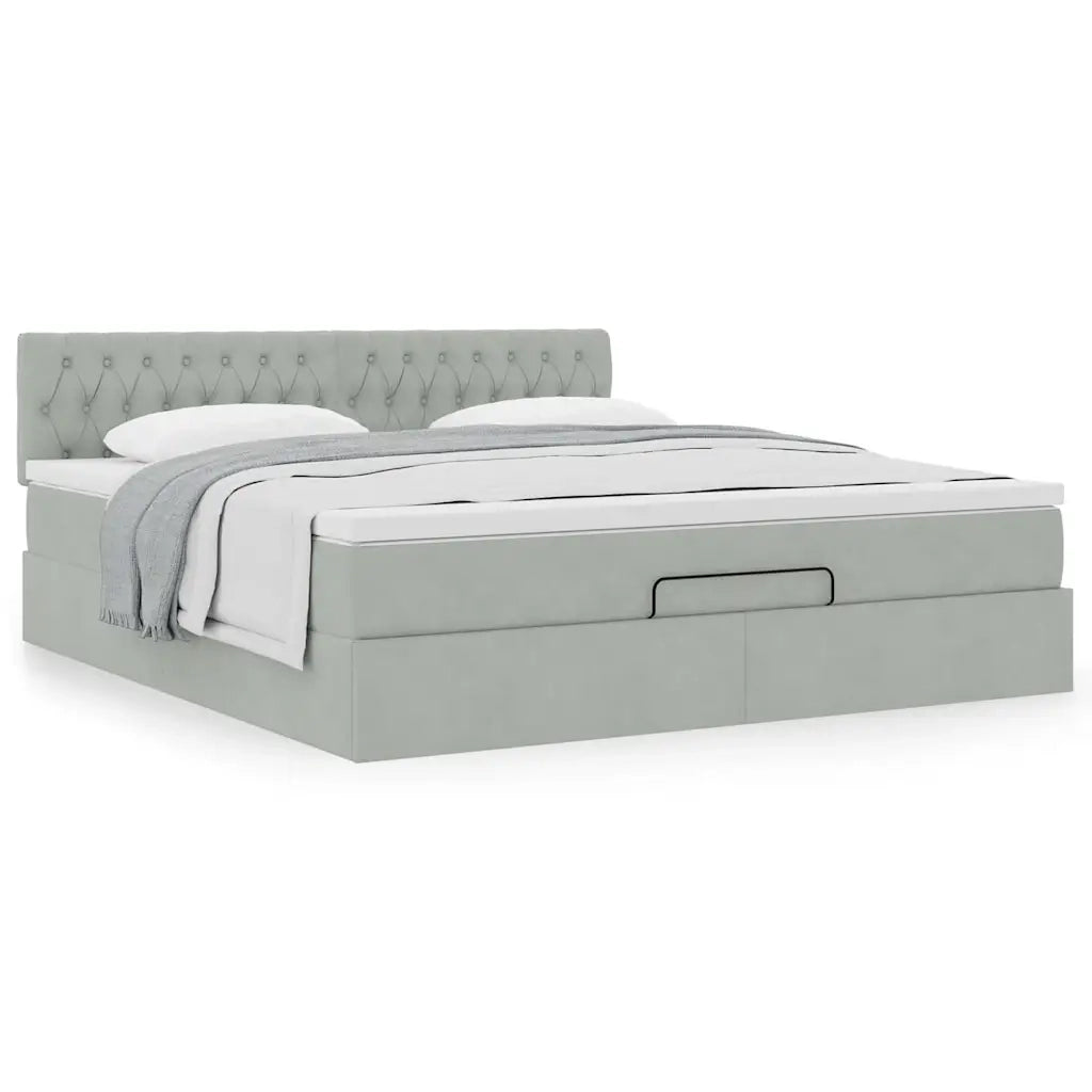 Struttura Letto Pouf con Materasso 180x200 cm in Velluto 3311861