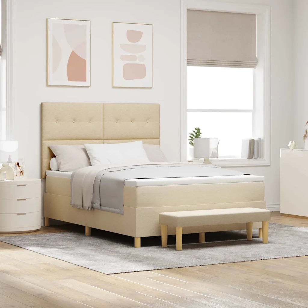 Letto a molle con testiera Crema 200 x 160 cm Tessuto 3344315