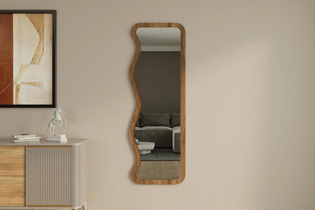 Bissonen\, Specchio Forma Rettangolare, 50x160h cm Marrone Noce