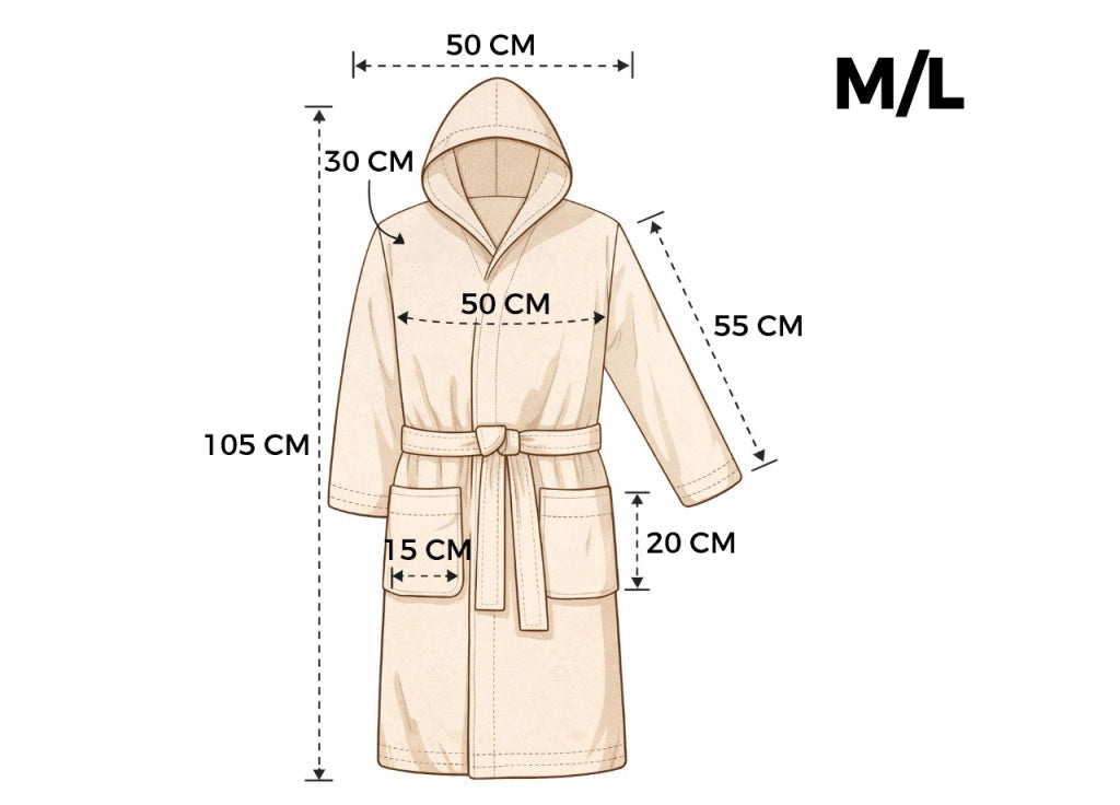 Accappatoio Con Cappuccio In Morbida Spugna Mod. Boutique Tinta Unita Perla - M-L - Perla