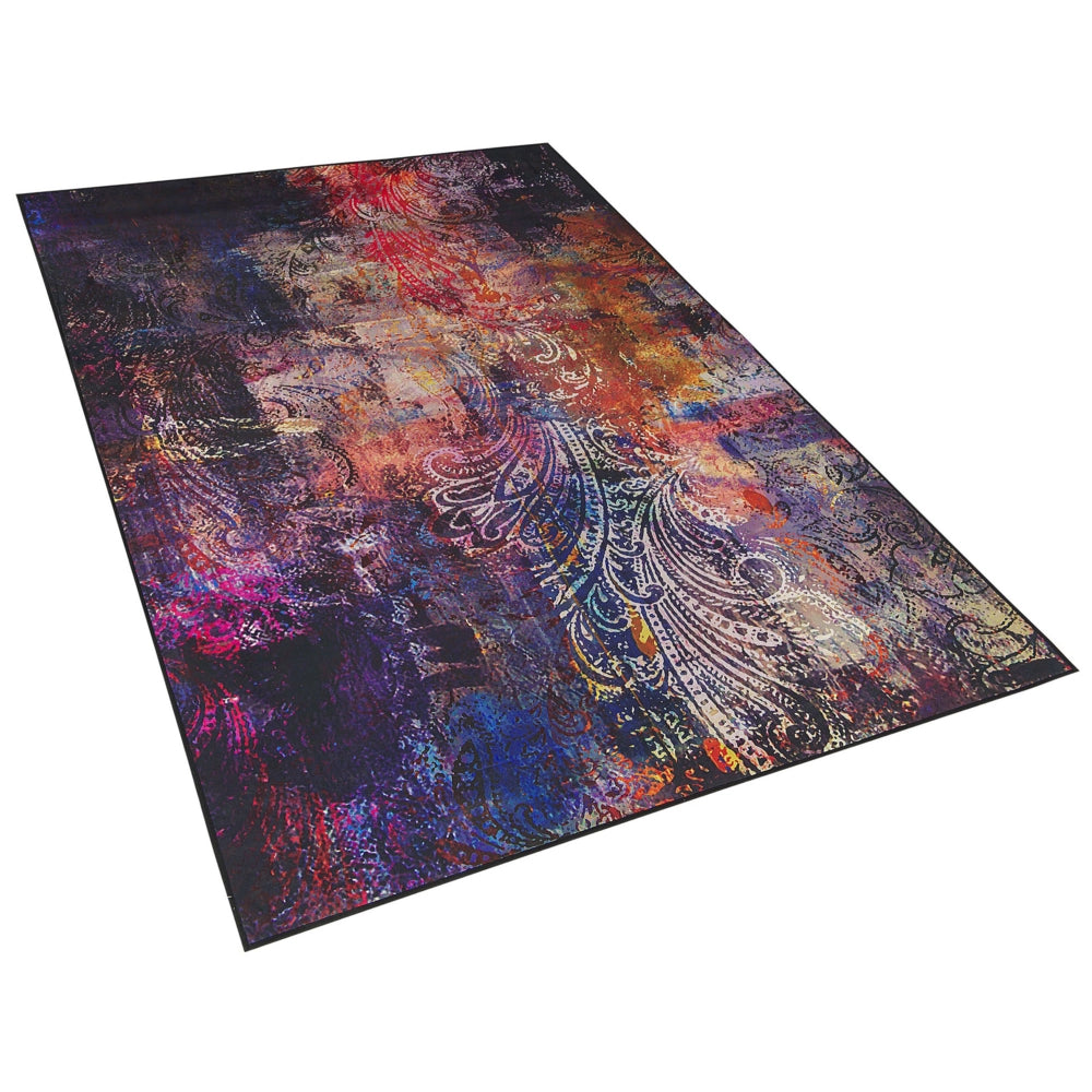 Tappeto tappetino Tappeto Tessuto Poliestere Multicolore Floreale Paisley Motivo Astratto Fondo Rivestito In Gomma 160 x 230 cm
