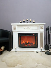 Camino Elettrico da Pavimento 93,3x111,7x27 cm Effetto Fiamma 1500W Diana & Zakinthos Bianco