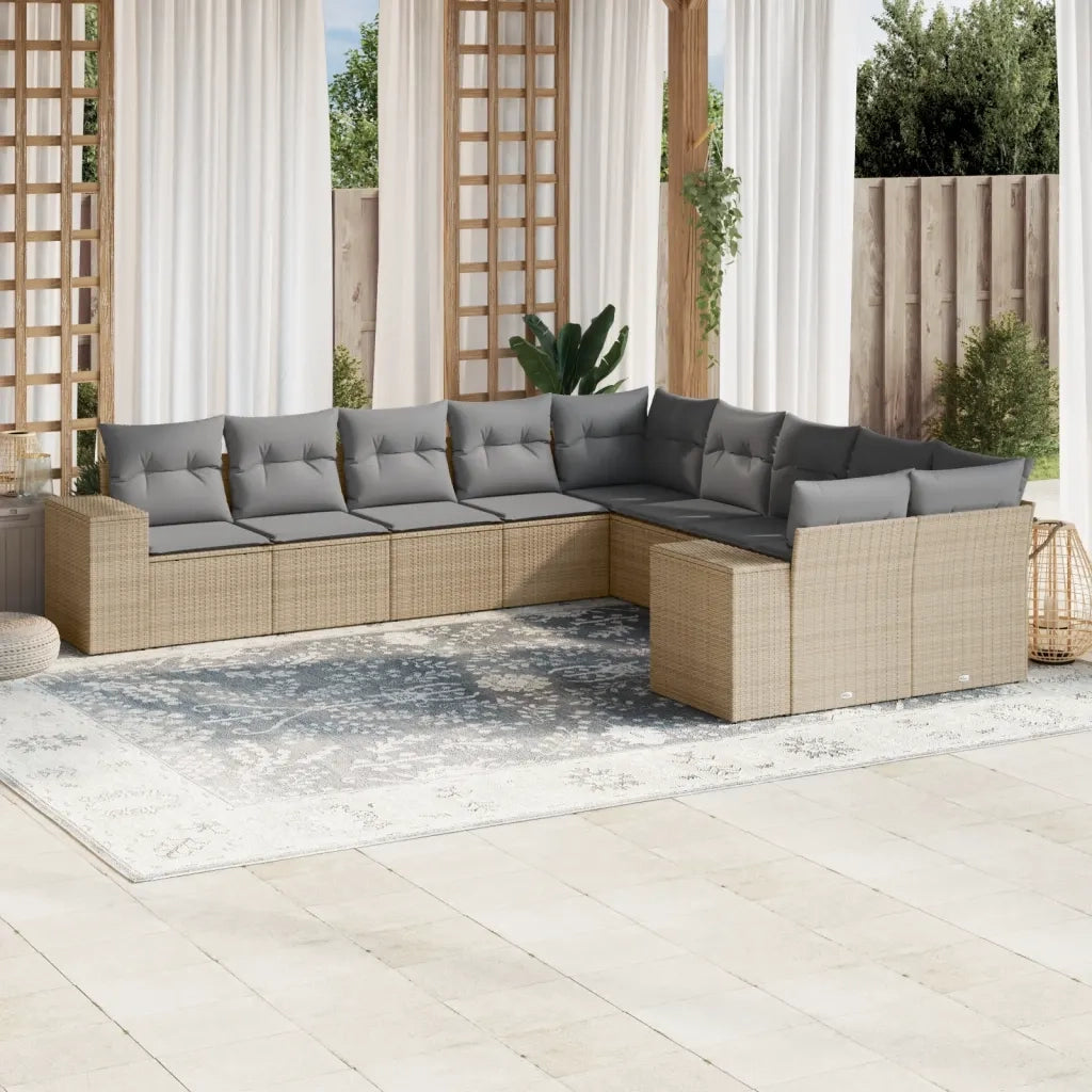 Set Divano da Giardino 10 pz con Cuscini Beige in Polyrattancod mxl 90209