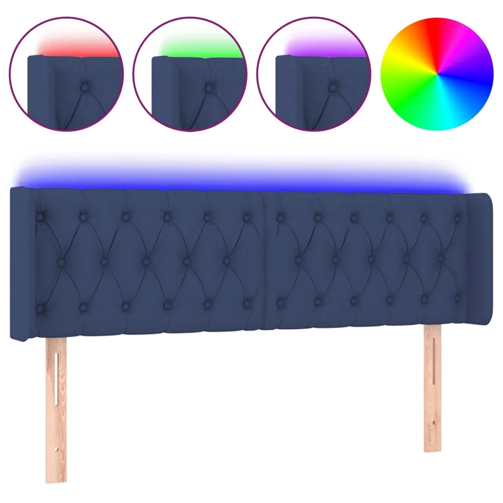 Testiera | Testata a LED Blu 147x16x78/88 cm in Tessuto