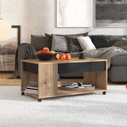 Cunico, Tavolino da Salotto con Piedini, 101x55x46h cm Marrone Rovere Nodi