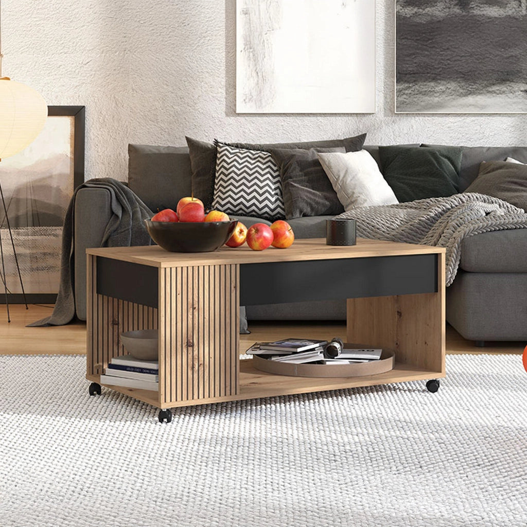 Cunico, Tavolino da Salotto con Piedini, 101x55x46h cm Marrone Rovere Nodi