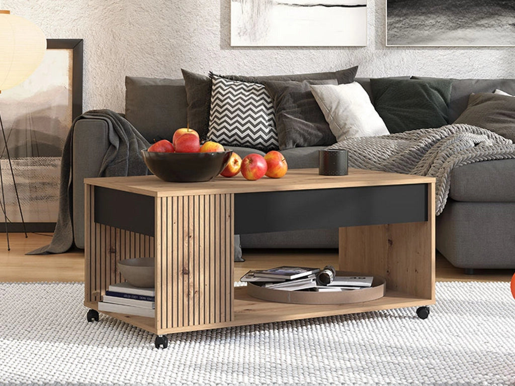 Cunico, Tavolino da Salotto con Piedini, 101x55x46h cm Marrone Rovere Nodi