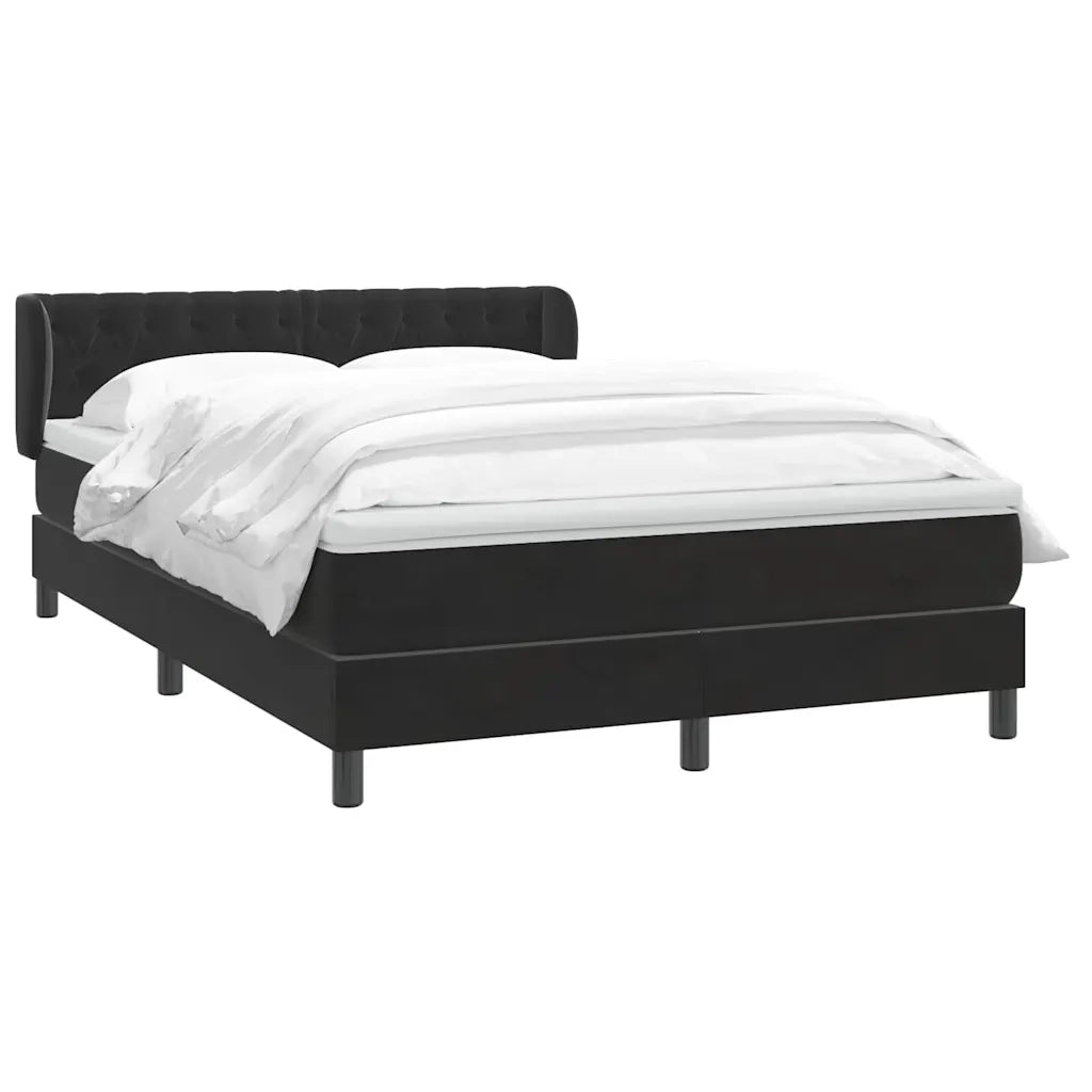 Giroletto a Molle con Materasso Nero 160x210 cm in Velluto