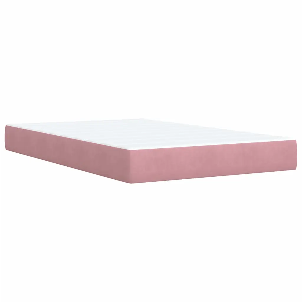 Giroletto a Molle con Materasso Rosa 120x190 cm in Velluto