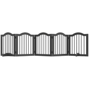 Cancello per Cani a Pannelli 5 Ante ¨C zephmum ¨C Nero 261.5x29.5x61 cm