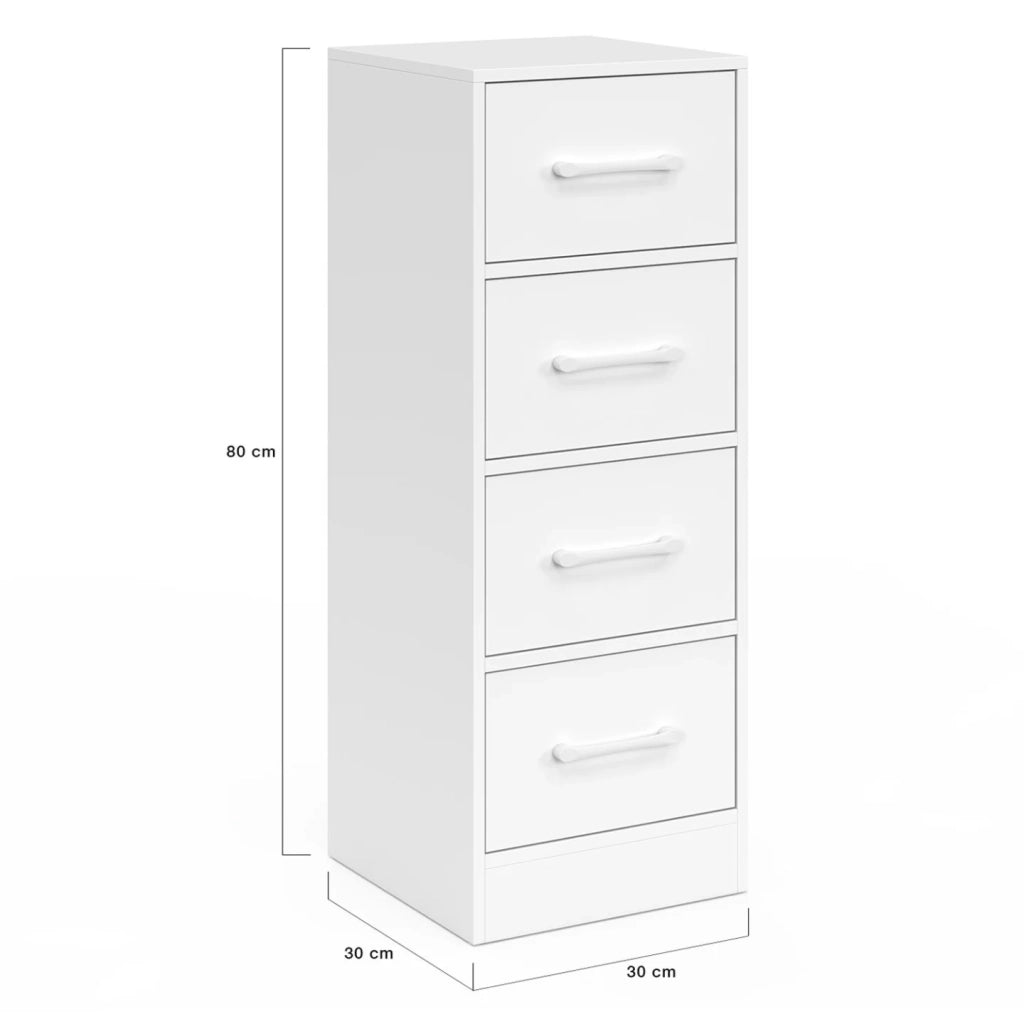 IDMarket - Mobile a 4 cassetti UPPAH 30 cm chiffonier, contenitore in legno bianco