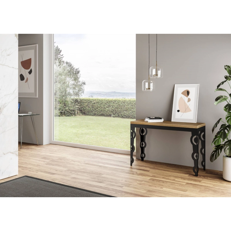 Tavolo apribile 120x45/90 cm Karamay Double telaio Antracite - Quercia Natura