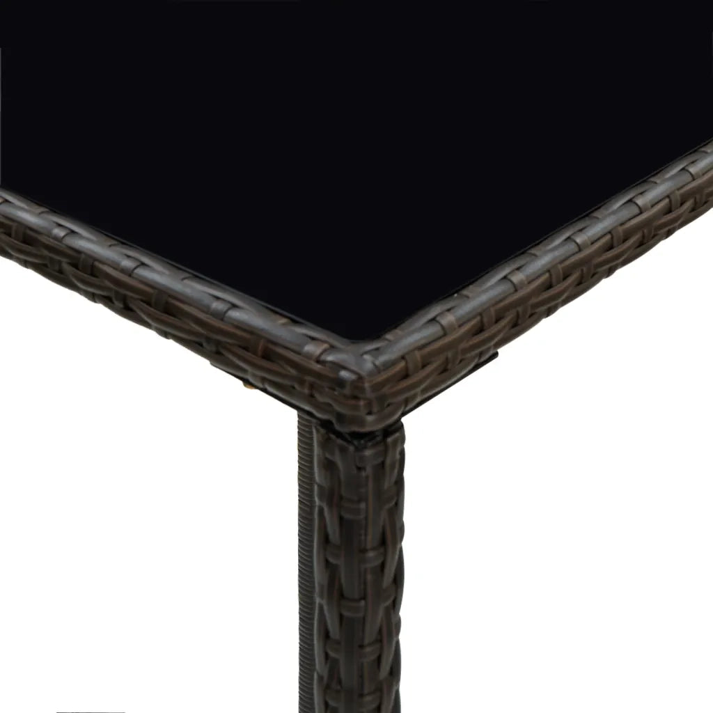Tavolo da Bar da Giardino-Tavolo da esterno Marrone 70x70x110 cm Polyrattan Vetro