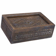 Scatola in legno con finitura artigianale marrone anticato 29x20x09h cm