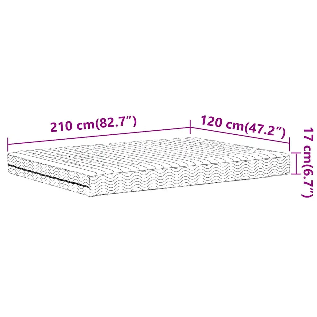 vidaXL Materasso in Schiuma Bianco 120x210 cm Durezza H2 H3