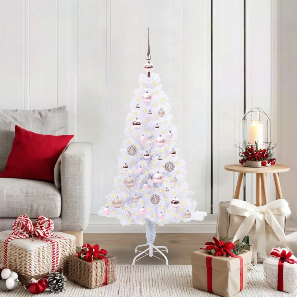 Albero di Natale | Decorazioni natalizie artificiale Bianco 120 cm PVC e Acciaio