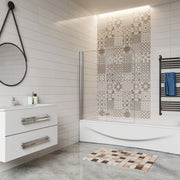 H.140 cm Sopravasca da Bagno da 110 cm Doccia Due Ante Pieghevoli a Libro Vetro Temperato 6 mm Anticalcare Telaio Cromato Lucido