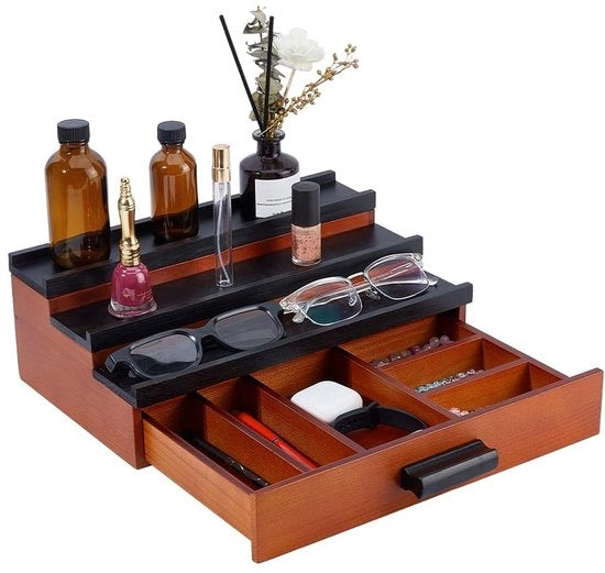 Organizzatore per profumi in legno con 3 livelli