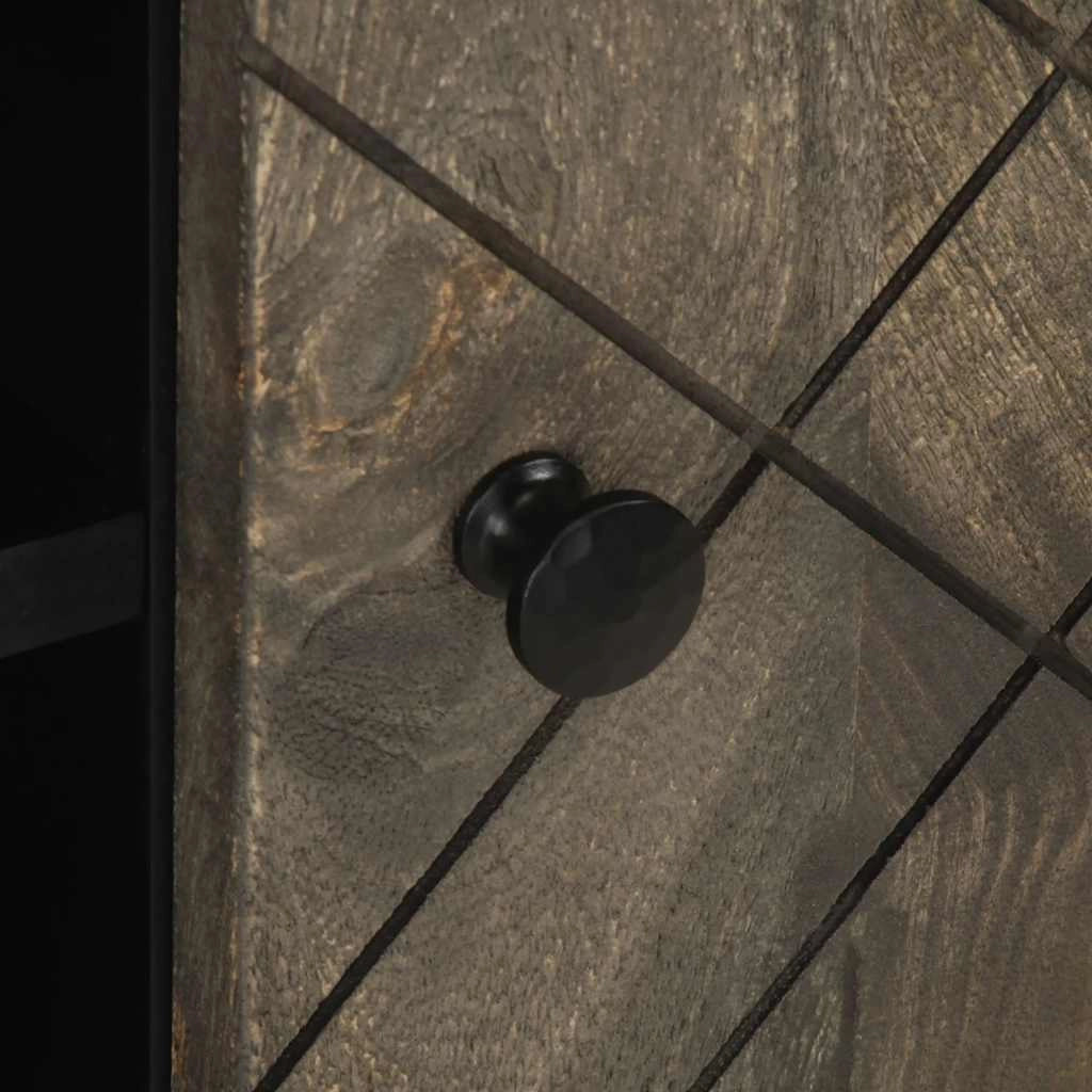 Mobile porta TV moderno nero con pratico contenitore per il soggiorno 80 x 33 x 46 cm in legno massello di mango 02_0057728
