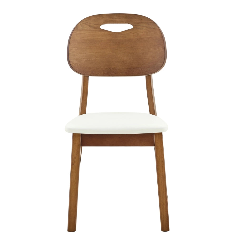 Set di 2 sedie da pranzo 95.5x35.5x54 cm con schienale ovale; seduta imbottita in legno e PU bianco