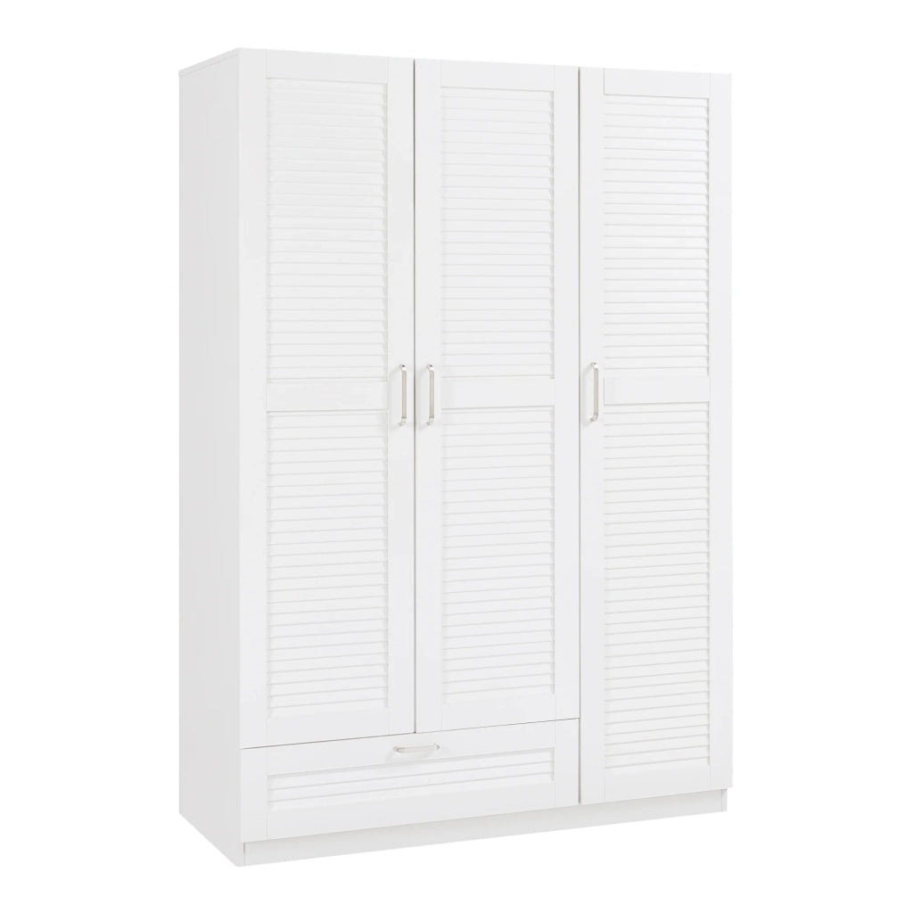 Mobiletto portaoggetti per camera da letto con ripiani e 1 cassetto in MDF 176 x 120 x 52 cm bianco 03_0008871