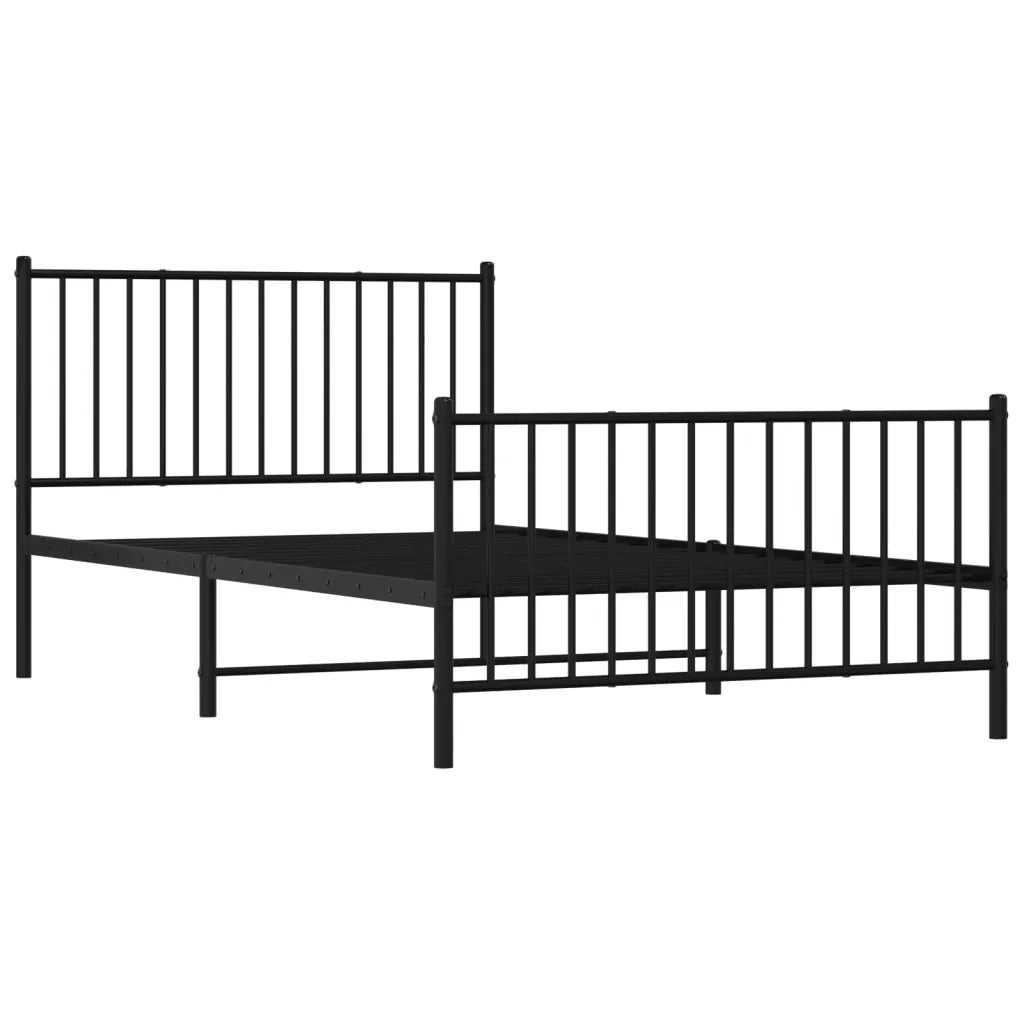 Giroletto con Testiera e Pediera Metallo Nero 107x203 cm 350878
