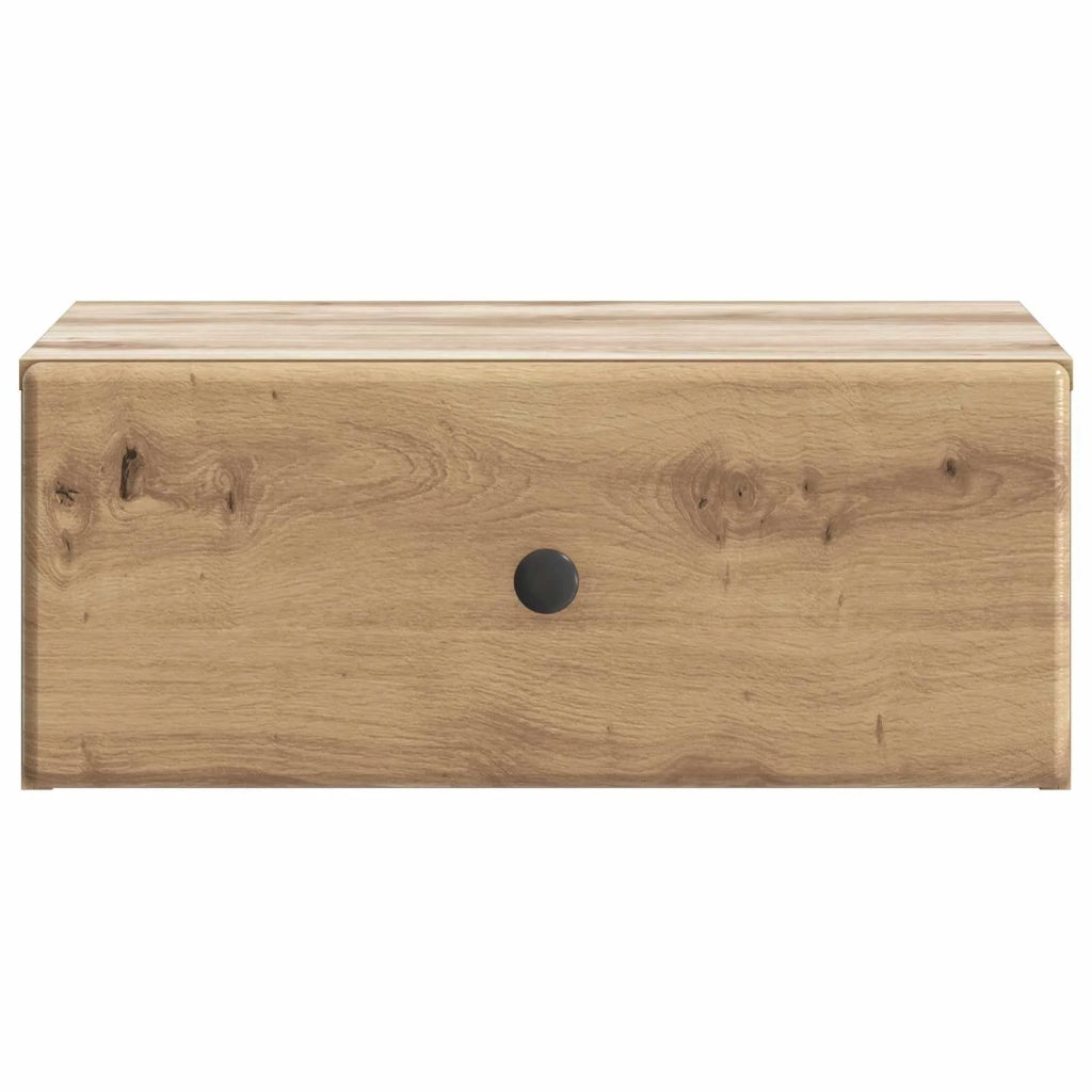 Set di 2 Comodini | Armadio da Notte | Mobiletto da notte a muro con cassetto Rovere Artigianale