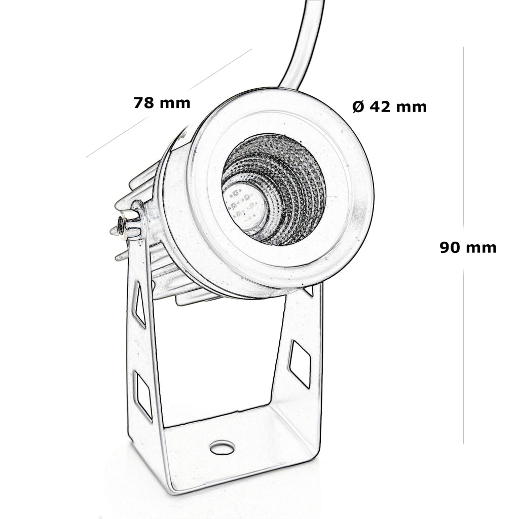 Faretto LED spot staffa orientabile 3.5W esterno luce giardino parete IP65 230V COLORE NERO 3000K
